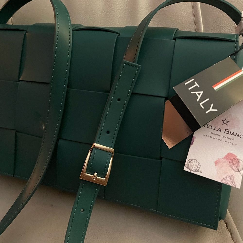 Green Woven Leather Bag